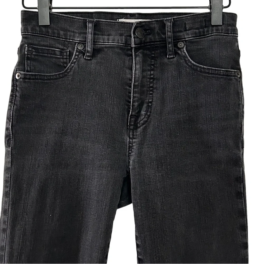 Madewell 9'' Mid-Rise Skinny‎ Ripped Knee Denim Jeans Black Sea Wash Women SZ 25